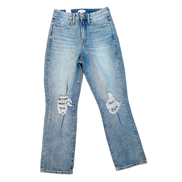 Good American Good Boy Curvy Distressed Knee Jean Size 2 / 26 New - Picture 2 of 9